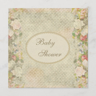 Pearls & Lace Shabby Chic Blume Babydusche Einladung