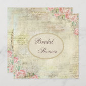 Pearls & Lace Shabby Chic Rose Brautparty Einladung (Vorne/Hinten)