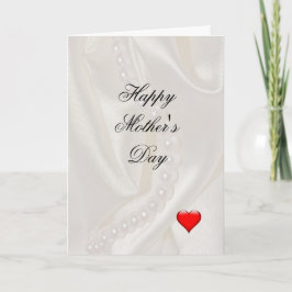 Pearls on Satin with a small heart Mother's Day  Karte