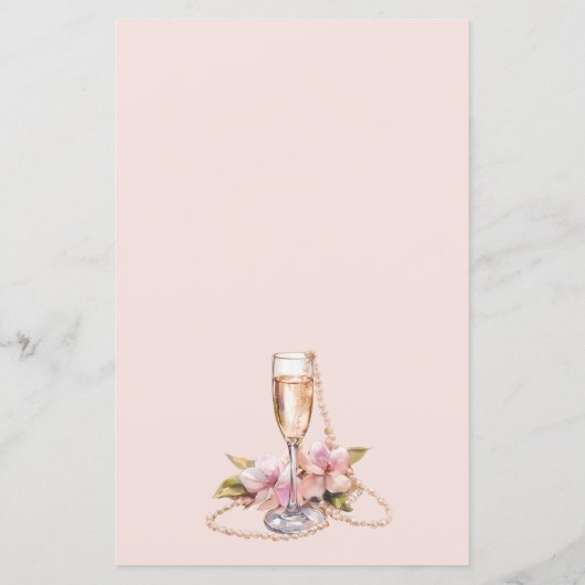 Pearls Petals & Prosecco Brautparty Menu (Rückseite)