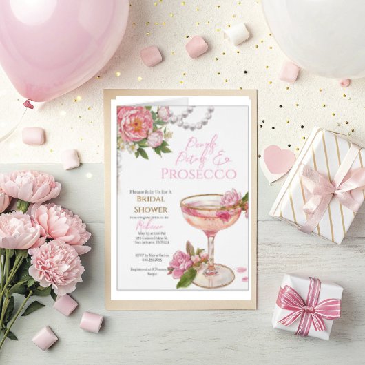 Pearls, Petals & Prosecco Bridal Shower Invitation Einladung