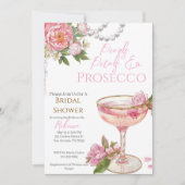 Pearls, Petals & Prosecco Bridal Shower Invitation Einladung (Vorderseite)