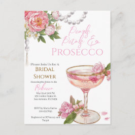 Pearls, Petals & Prosecco Bridal Shower Invitation Postkarte