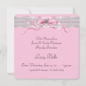 Pearls Pink Baby Girl Geburtshinweise Ankündigung (Rückseite)