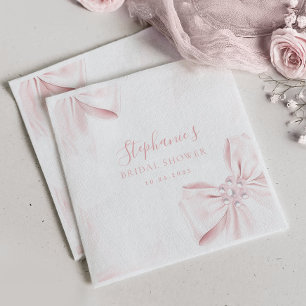 Pearls Pink Bow Brautparty Napkins Serviette
