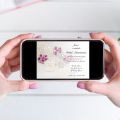 Pearls Pink Diamond Buttons Quinceañera Party Einladung