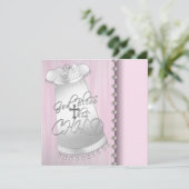 Pearls Pink White Baby Girl Christening Einladung (Stehend Vorderseite)