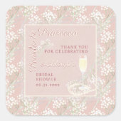 Pearls & Prosecco Babys Brautparty Gefallen Quadratischer Aufkleber (Vorderseite)