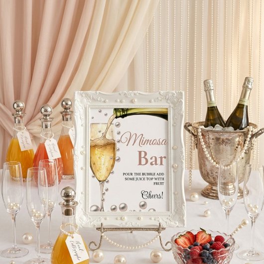 Pearls & Prosecco Bachelorette Mimosa Bar Sign Poster