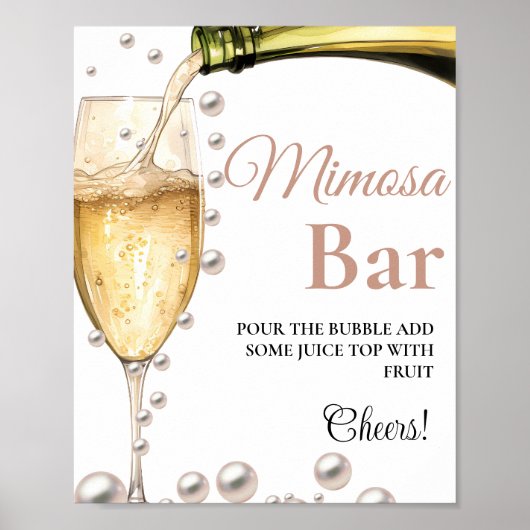 Pearls & Prosecco Bachelorette Mimosa Bar Sign Poster (Vorne)