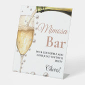 Pearls & Prosecco Bachelorette Mimosa Bar Sign Sockelschild (Vorderseite)