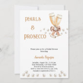 Pearls Prosecco beugen elegantes Brautparty Einladung (Vorderseite)