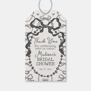 Pearls & Prosecco Black Bow Brautparty Bevorzugung Geschenkanhänger