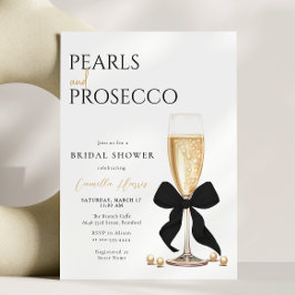 Pearls & Prosecco Black Bow Brautparty Einladung