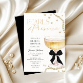 Pearls & Prosecco Black Bow Brautparty Einladung