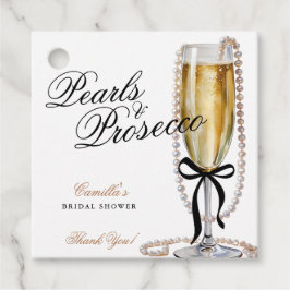 Pearls & Prosecco Black Bow Brautparty Geschenkanhänger