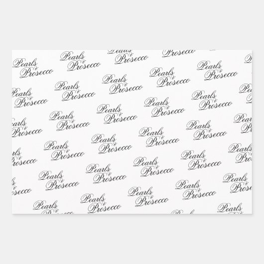 Pearls & Prosecco Black Bow Brautparty Geschenkpapier Set (Vorderseite 3)