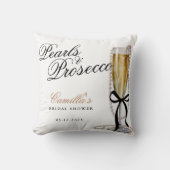 Pearls & Prosecco Black Bow Brautparty Kissen (Vorderseite)