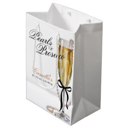Pearls & Prosecco Black Bow Brautparty Mittlere Geschenktüte