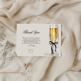 Pearls & Prosecco Black Bow Brautparty RSVP Karte