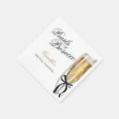 Pearls & Prosecco Black Bow Brautparty Serviette (Ecke)