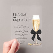 Pearls & Prosecco Black Bow Bridal Shower Acryleinladungen (Insitu (Handheld))