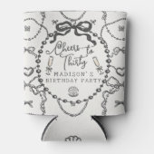 Pearls Prosecco Black Coquette Bow Birthday Gevor Dosenkühler (Vorderseite)