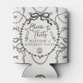 Pearls Prosecco Black Coquette Bow Birthday Gevor Dosenkühler (Rückseite)