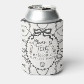 Pearls Prosecco Black Coquette Bow Birthday Gevor Dosenkühler (Kanne Rückseite)