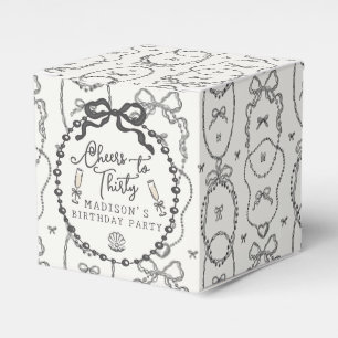 Pearls & Prosecco Black Coquette Bow Geburtstag Geschenkschachtel