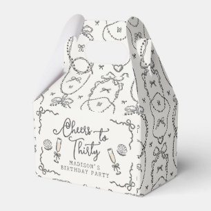 Pearls & Prosecco Black Coquette Bow Geburtstag Geschenkschachtel