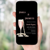 Pearls Prosecco Black Pink Geburtstag Einladung