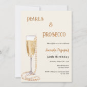 Pearls Prosecco-Blubbly Gold Einladung (Vorderseite)