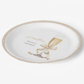 Pearls & Prosecco Bow Brautparty Pappteller (Schrägansicht)