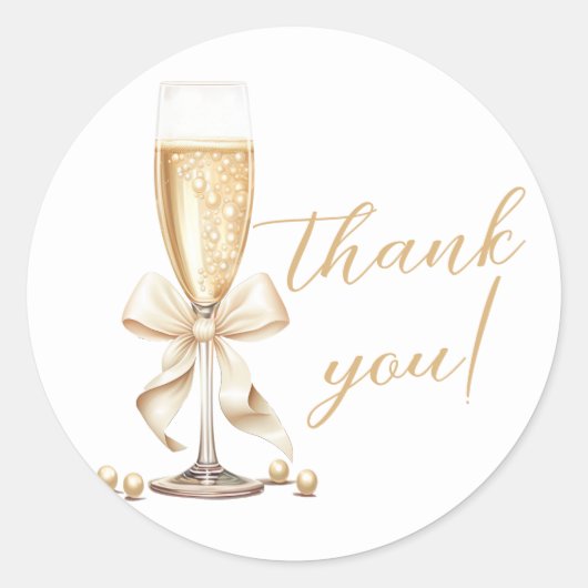 Pearls & Prosecco Bow Brautparty Runder Aufkleber (Vorderseite)