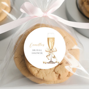 Pearls & Prosecco Bow Brautparty Runder Aufkleber