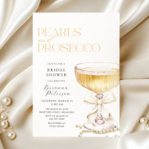 Pearls & Prosecco Bow Bridal Dusche Einladung