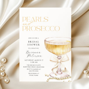 Pearls & Prosecco Bow Bridal Dusche Einladung