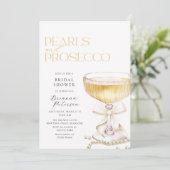 Pearls & Prosecco Bow Bridal Dusche Einladung (Stehend Vorderseite)