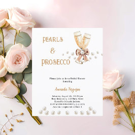 Pearls Prosecco bow Bridal Einladung