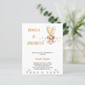 Pearls Prosecco bow Bridal Einladung (Stehend Vorderseite)
