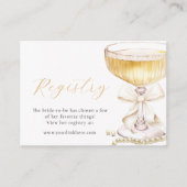 Pearls & Prosecco Bow Bridal Shower Registry Begleitkarte (Vorderseite)