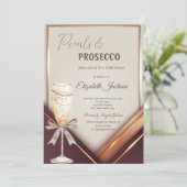 Pearls Prosecco Bow Frame Einladung (Stehend Vorderseite)