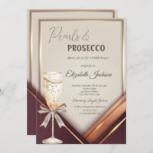 Pearls Prosecco Bow Frame Einladung (Vorne/Hinten)