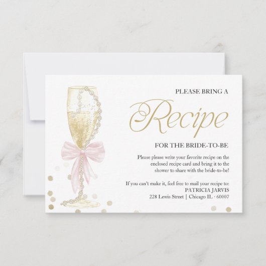 Pearls & Prosecco Brautparty Anfrage Einladung (Vorderseite)