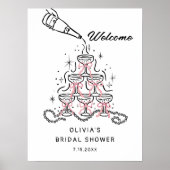 Pearls & Prosecco Brautparty Begrüßungsbotschaft Poster (Vorne)