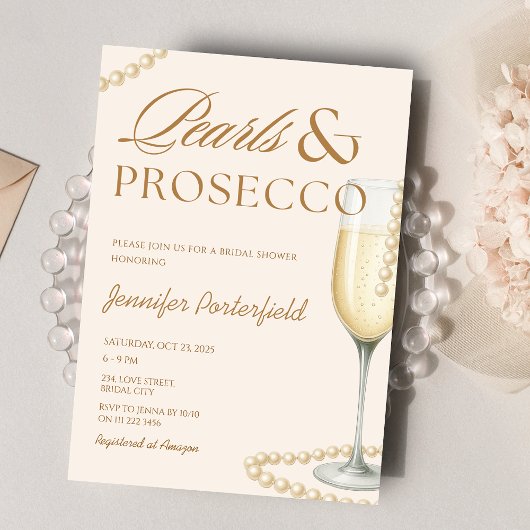 Pearls & Prosecco Brautparty Bridal Brunch Einladung