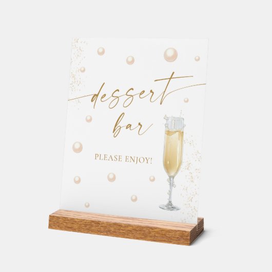 Pearls Prosecco Brautparty Dessert Bar Acrylschild (Winkel)