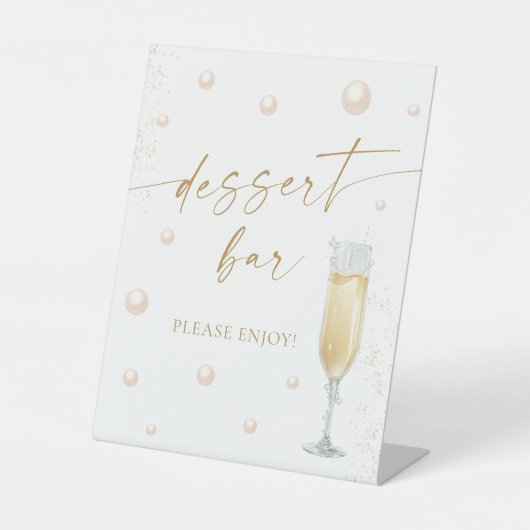 Pearls Prosecco Brautparty Dessert Bar Sockelschild (Vorderseite)