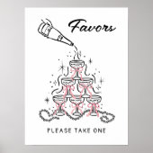 Pearls & Prosecco Brautparty Favoriten Zeichen Poster (Vorne)